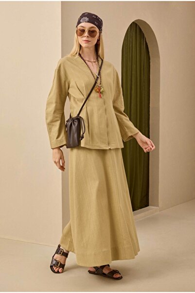 HEQA Бавовняний льняний піджак, світло-бежевий