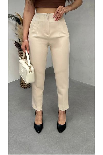 CİHAN PAPEL Women's High Waist Collet Skinny Leg Fabric Trousers