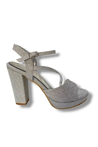 ERBAY 342-25 Sandale de damă cu toc înalt cu bandă cu sclipici