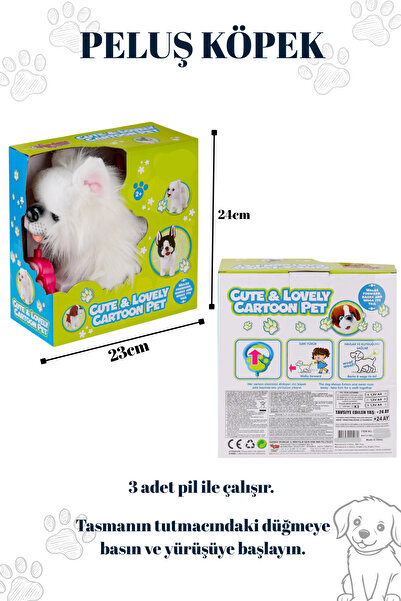 kosetoys Tasmalı Yürüyen Havlayan ve Kuyruk Sallayan Peluş Sevimli Köpek (Tasmadan kumandalı)