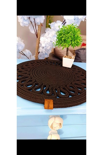 jute craft طقم سوبلا مكون من 6 قطع باللون الأسود مع تريكو