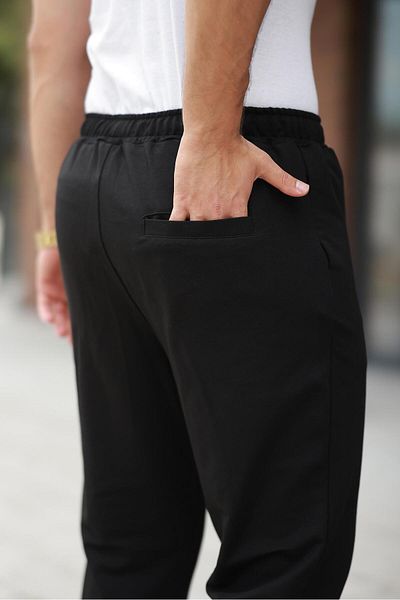 Miron Black Striped Waist Elastic Modern Fit Men's Jogger Pants-2527