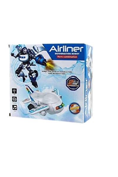 rexa روبوت إيرباص الموسيقي - لعبة طائرة متحولة مزودة بأضواء وصوت