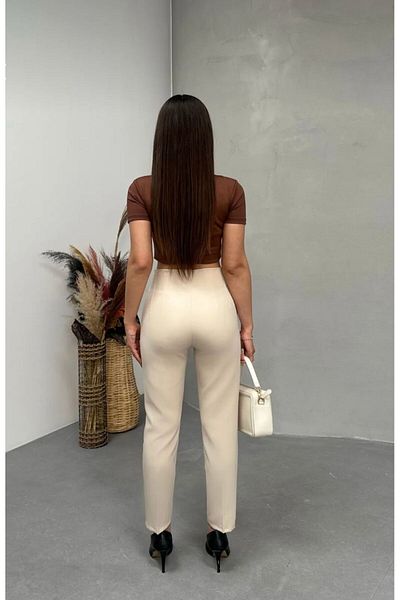 CİHAN PAPEL Women's High Waist Collet Skinny Leg Fabric Trousers