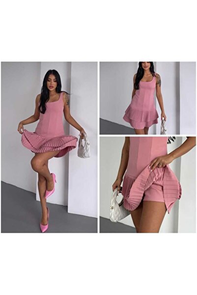 tlp fashıon Şortlu pileli elbise