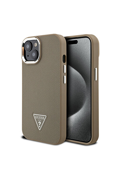 Guess Apple iPhone 14 Kılıf Guess Lisanslı M-safe Şarj Özellikli Grained Tria...