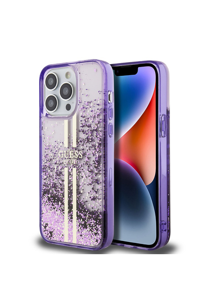 Guess Apple iPhone 14 Pro Max Kılıf Guess Lisanslı Transparan Sıvılı Simli Al...