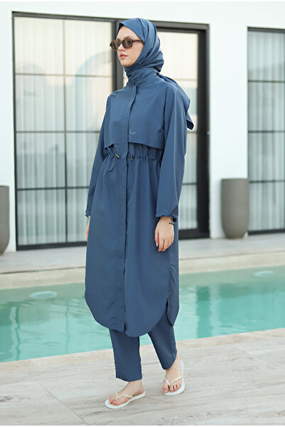 HEQA Reglan Sleeve Hijab Μαγιό Τζιν Μπλε