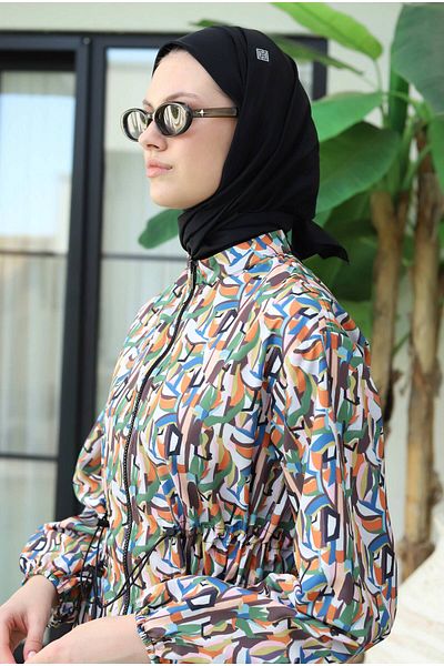 HEQA ملابس السباحة المنقوشة تونيك نمط فراكتال