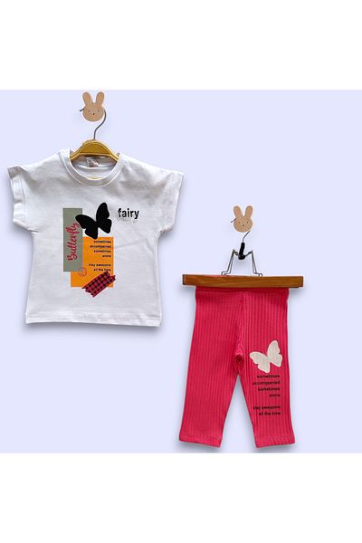 Beray Bebe Butterfly Single Jersey Cotton Capri Girl's Set with Report