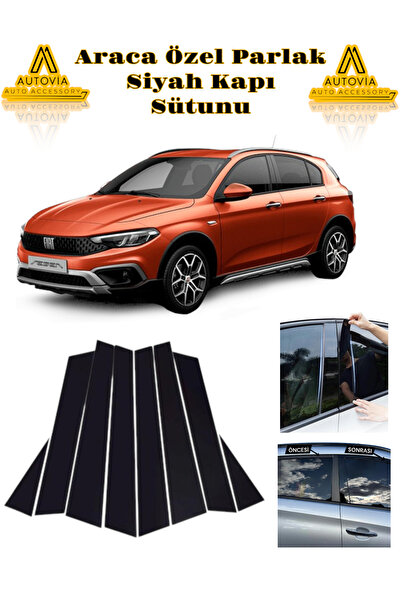 Autovia Fiat Egea Cross Araca Özel Parlak Siyah Kapı Direk Sütunu