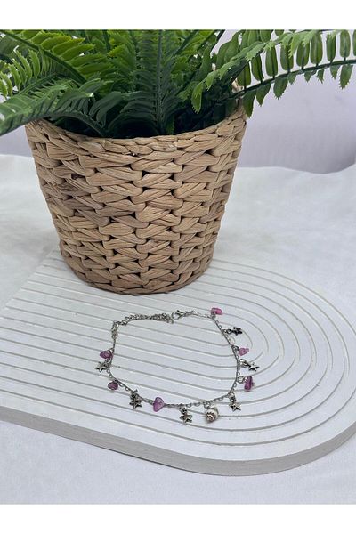 KUMRU BİJUTERİ Sea Shell, Star and Stone Detailed Ankle Bracelet