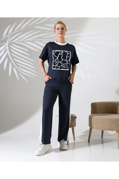 VirtuStore Flower Pattern Bottom-Top Dark Blue