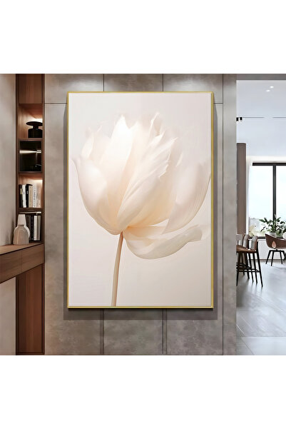 Harikabirev HARİKABİREV|SOFT BEYAZ GÜL MODEL ( CKD-121) |ÇERÇEVELİ KANVAS TABLO CKDİKEY