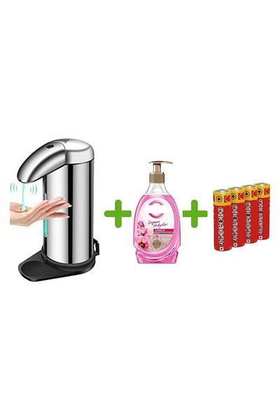 Bosphorus Sensor Photocell Liquid Soap Dispenser, Batteries Included 14X10X22Cm and One 392 ml Liquid Soap Amber and Rose