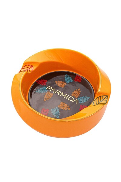 Parmida منفضة سجائر بوروس من البورسلين الأصفر المزدوج بنمط أوراق السيجار PKL0168