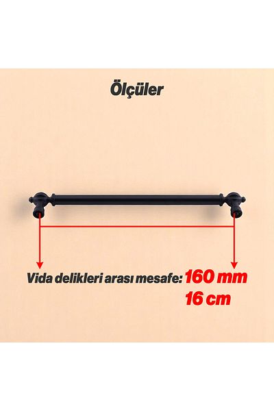 Badem10 Mâner Defne Metal Negru 160 mm Mobilier Sertar Dulap Ușă Mânere Mâner Mâner Dulap Bucătărie