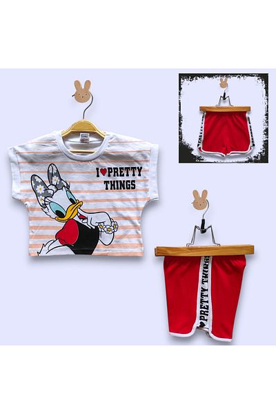 Kerimino Cotton Combed Shorts Girl's Set