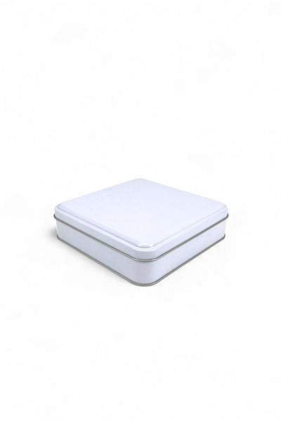 KONTENSAN 158X158X47 mm Metal Covered Non-Printed Metal Box, Matte White, 72 Units