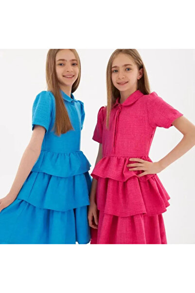 Marka Sensin Kids Girl's Colorful Side Zipper Special Style Design Folded Dress