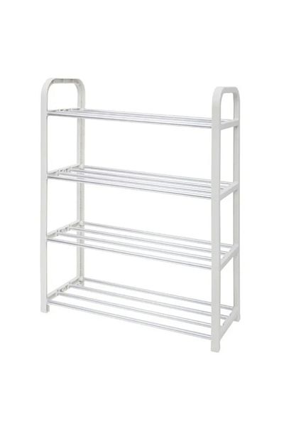 PUFO Suport pentru pantofi cu 4 rafturi, pliabil, 59 cm, alb