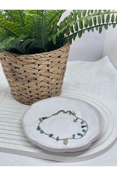 KUMRU BİJUTERİ Sea Shell, Star and Stone Detailed Ankle Bracelet