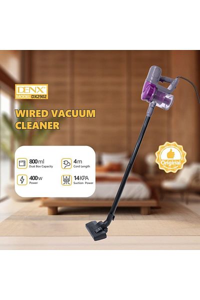Denx Dinex 400W Corded Vacuum Cleaner, 800ml Dust Bin, 14kPa Suction, Noise <78dB,