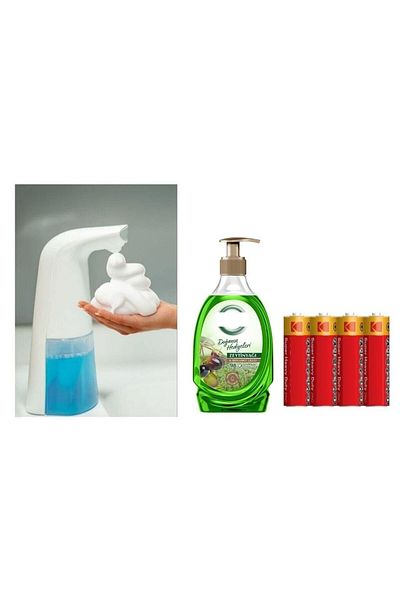 Sia Sensor Photocell Liquid Soap Dispenser, Batteries Included and One 392 ml Liquid Soap Olive Oil and Bergamot
