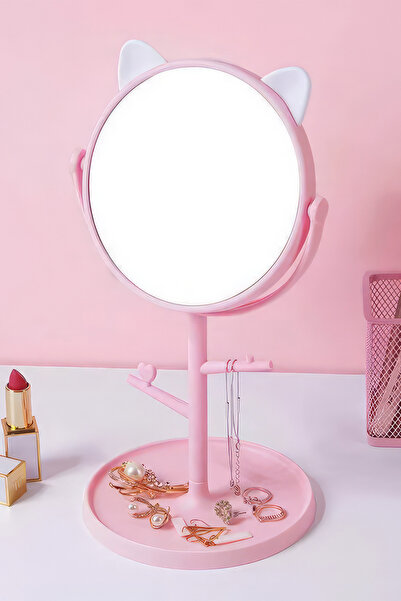 Mrt Kedi Kulaklı Makyaj Aynası – Takı Organizer Bölmeli