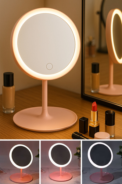 Arfseb 3 Renkli LED Modlu, Katlanabilir Masaüstü Makyaj Aynası
