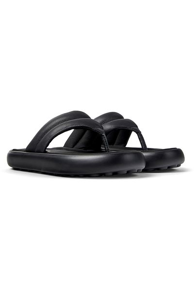 CAMPER Men's Black Flip Flop with Cushioned EVA Sole and Genuine Leather Comfort Pelotas Flota