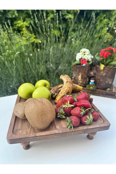 SAMMWOOD Natural Wooden Presentation Stand, Wooden Cake Stand, Wooden Fruit Plate, Natural Wooden Presentation with Legs