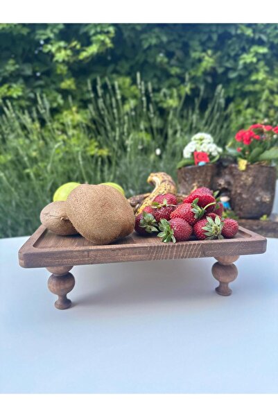 SAMMWOOD Natural Wooden Presentation Stand, Wooden Cake Stand, Wooden Fruit Plate, Natural Wooden Presentation with Legs