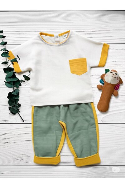 Novavella Unisex 2'li Dokulu Pamuk Bebek Çocuk Takım