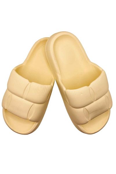 CRACOS Lightweight slippers for the beach or pool, fluffy pattern, beige, size 36-37, 24 centimeters