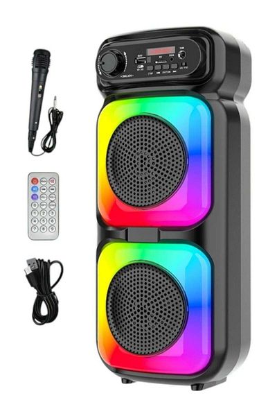 singe New Dual 4-inch LED Colored Lights Bluetooth Audio Mobile Portable Colorful Dual Speaker Barrel Audi