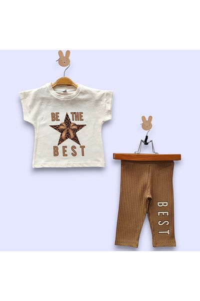 Beray Bebe مجموعة ملابس كابري قطنية من Raporlu Starry Single Jersey للفتيات