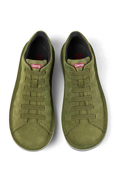 CAMPER Men's Green Textured Nubuck Casual Shoes, Lightweight with Durable EVA Sole, Beetle