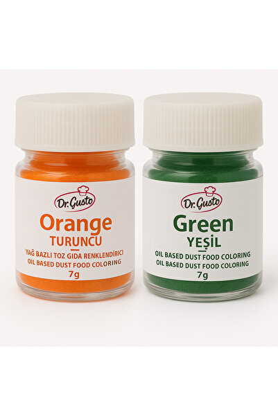 Dr. Gusto Yağ Bazlı Toz Gıda Boyası Turuncu ve Yeşil 7 gr