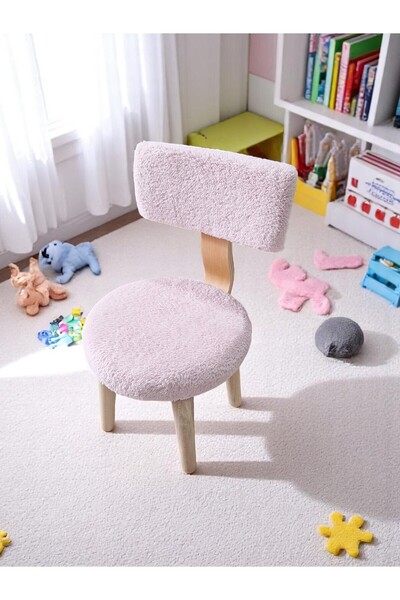 own home Çocuk Sandalyesi, Teddy Kumaş Kaplı, 3-7 Yaş Etkinlik & Çalışma Sandalyesi, Montessori Stil