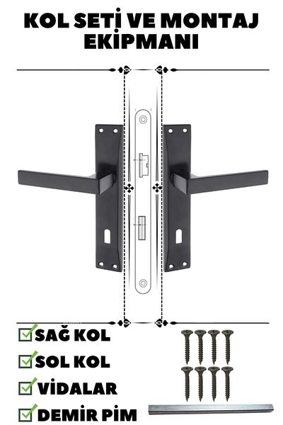 ŞİMŞEK KAPI AKSESUARLARI Door Handle Lama Black Mirrored Room