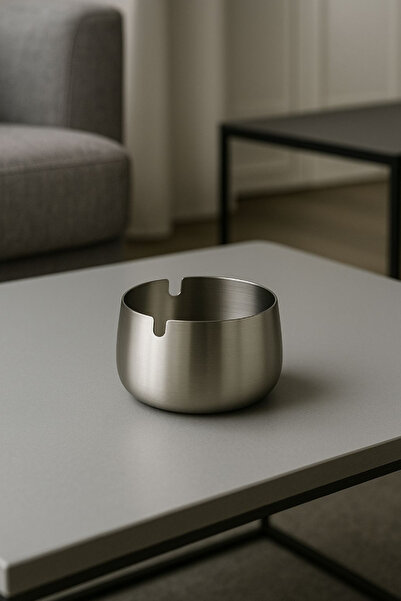 AYGÖREN HOME Ασημένιο μεταλλικό τασάκι Μοντέρνα σχεδίαση Κομψό και κομψό τασά...