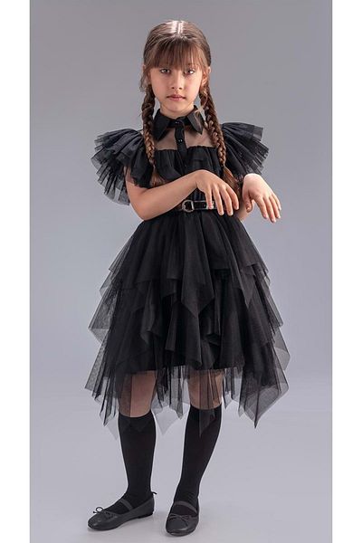 Mnk Baby&Kids Κοριτσίστικο φόρεμα Selero Gothic Special Occasion M00741 ΜΑΥΡΟ