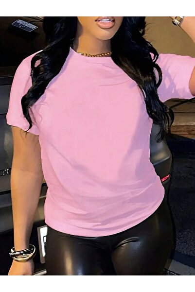 MODAVİBE Tricou simplu de bază – Decolteu tip crew neck, Bumbac poliester, Țe...