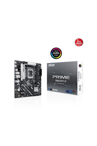 ASUS PRIME B860M-K, 8800MHz, 2xDDR5 2xM.2, HDMI, DP, Intel Core Ultra CPU(Seri 2), LGA1851 Soket Ana
