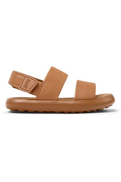 CAMPER Women's Nude Genuine Leather Hook And Loop Sandal Soft Sole Open Front Strap PelotasFlota