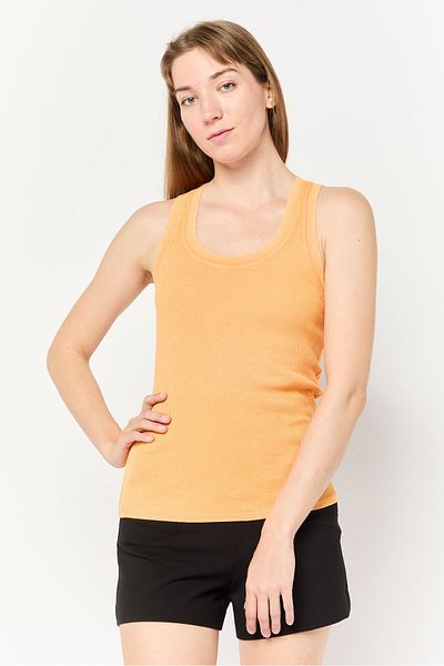 aerie Women U-Neck Sleeveless Rib Tank Top, Orange