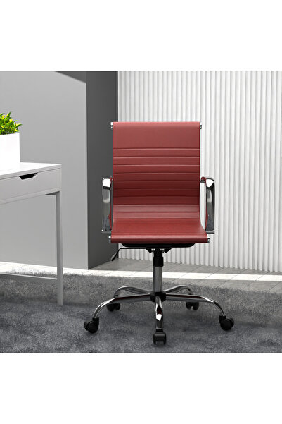 Mahmayi Modern UL UT-C031L Low Back PU Office Chair Ergonomic Chair Ideal for Home Office - Maroon