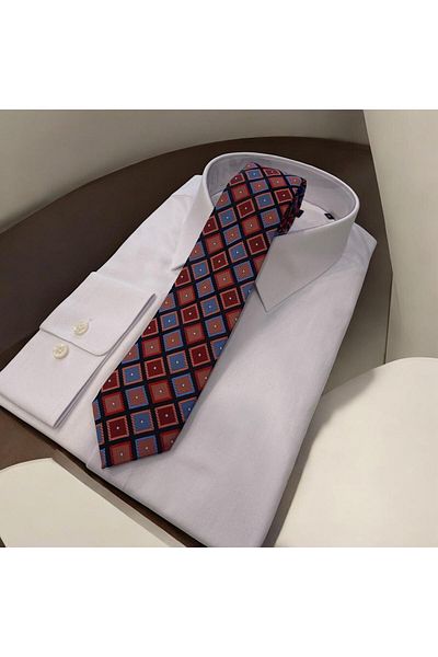 Sarar Plaid Pattern Red Blue Tie