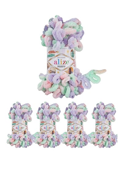 Alize Puffy 5 pieces of original Turkish wool yarn, Aliza brand, colored, col...